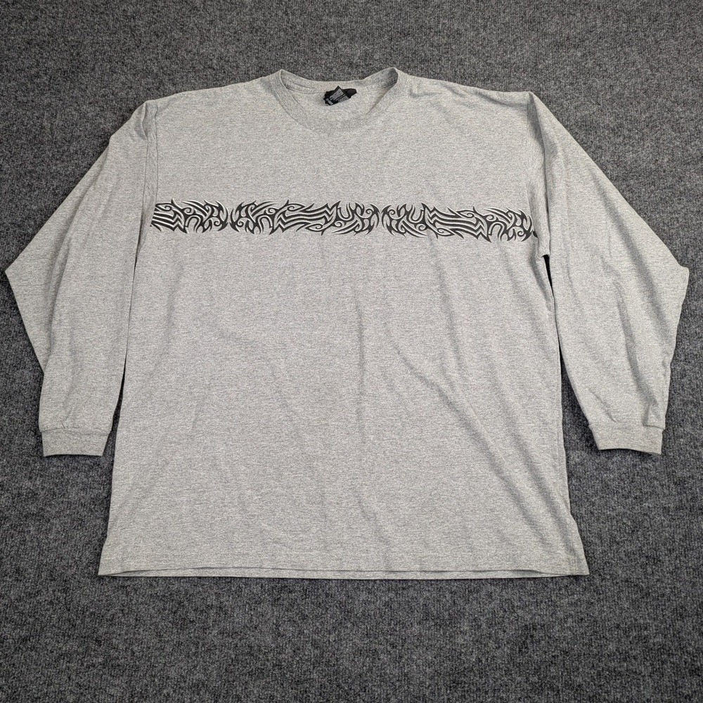 No Boundaries Mens XL Long Sleeve Tribal Graphic T-Shirt Ash Gray HB42J110